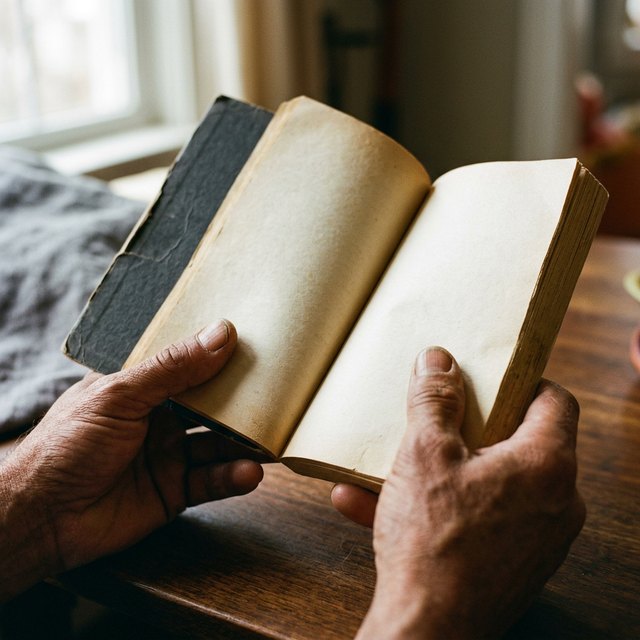 Hands holding an open book